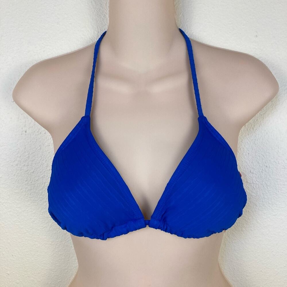 Xhilaration Bathing Swim Suit Top Size M Blue Tie at Neck & Back